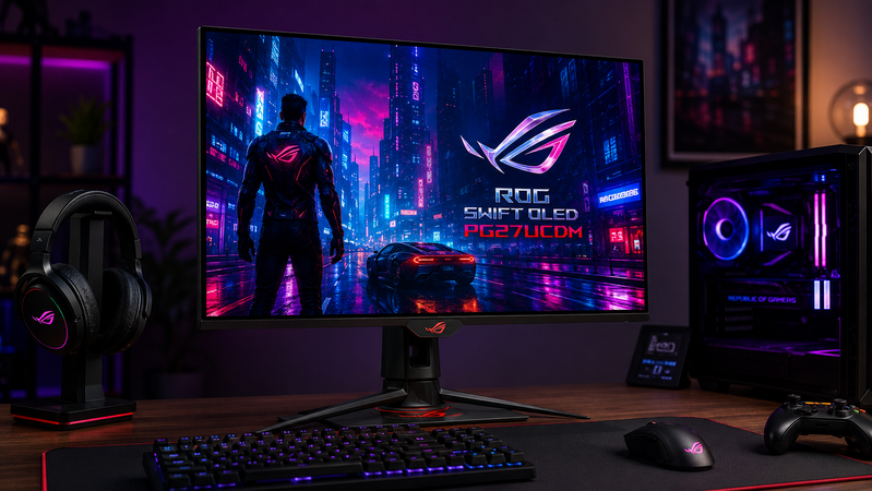 ASUS ROG Swift OLED PG27UCDM vale a pena em 2026? 4K OLED a 240 Hz